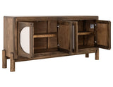 Dune 4 Door Console - Modern Wood Storage with Woven Panels