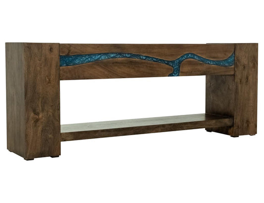 Zaphiro Solid Wood Console | Melina Wood & Sapphire Epoxy Inlay