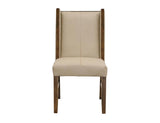 Silver Upholstered Chair | 100% Ivory Leather Wingback Dining