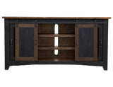 Pueblo Black TV Stand - 2 Sliding & 2 Mesh Doors Solid Pine