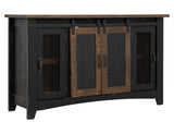 Pueblo Black TV Stand - 2 Sliding Doors, 2 Mesh Doors, Solid Pine