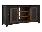 Pueblo Black TV Stand - 2 Sliding & 2 Mesh Doors Solid Pine