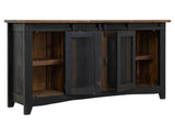 Pueblo Black TV Stand - 2 Sliding & 2 Mesh Doors Solid Pine