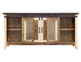 2 Glass Doors 2 Sliding Doors TV Stand | Rustic Antique Multicolor