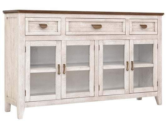 3 Drawer 4 Glass Door Console | Sahara Organic Modern Design