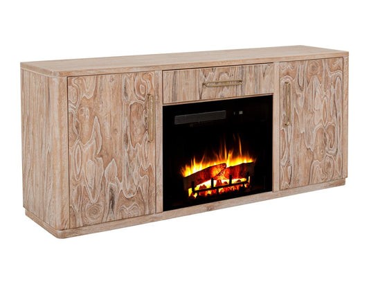 1 Drawer & 2 Door TV Stand with Electric Fireplace Insert