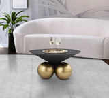 Naples Glamorous Cement Top Coffee Table with Brushed Brass Base – Contemporary Artful Design