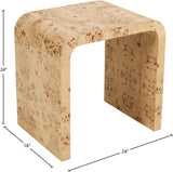 Cresthill Elegant Burl Wood Art Deco End Table - Curved Design, Natural Finish, 200 lbs Capacity