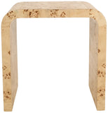 Cresthill Elegant Burl Wood Art Deco End Table - Curved Design, Natural Finish, 200 lbs Capacity