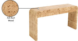 Cresthill Elegant Burl Wood Art Deco Console Table - Curved Design, Sturdy 200 lbs Capacity, Natural Finish