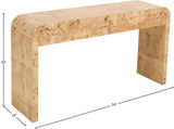 Cresthill Elegant Burl Wood Art Deco Console Table - Curved Design, Sturdy 200 lbs Capacity, Natural Finish