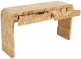 Cresthill Elegant Burl Wood Art Deco Console Table - Curved Design, Sturdy 200 lbs Capacity, Natural Finish
