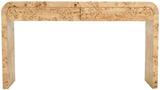 Cresthill Elegant Burl Wood Art Deco Console Table - Curved Design, Sturdy 200 lbs Capacity, Natural Finish