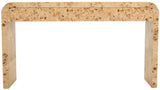 Cresthill Elegant Burl Wood Art Deco Console Table - Curved Design, Sturdy 200 lbs Capacity, Natural Finish