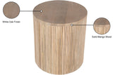 Oakhill Contemporary End Table in White Oak Finish - Solid Mango Wood with Chic Fluted Design
