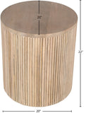 Oakhill Contemporary End Table in White Oak Finish - Solid Mango Wood with Chic Fluted Design