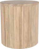 Oakhill Contemporary End Table in White Oak Finish - Solid Mango Wood with Chic Fluted Design