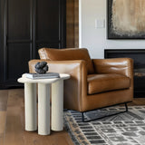 Romaine End Table - Modern Art Deco Design with Sturdy Iron Construction and Unique Wavy Top
