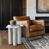 Romaine End Table - Modern Art Deco Design with Sturdy Iron Construction and Unique Wavy Top