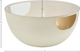 Doma Round Contemporary Metal Coffee Table with Glass Top and Brushed Gold Finish for Modern Spaces