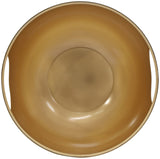 Doma Round Contemporary Metal Coffee Table with Glass Top and Brushed Gold Finish for Modern Spaces