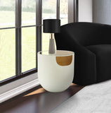 Doma Round Glass Top End Table with Brushed Metal Finish – Stylish Contemporary Design Accent Piece