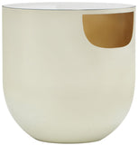 Doma Round Glass Top End Table with Brushed Metal Finish – Stylish Contemporary Design Accent Piece