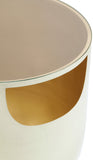 Doma Round Glass Top End Table with Brushed Metal Finish – Stylish Contemporary Design Accent Piece