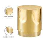 Jazzy Stainless Steel Drum End Table - Elegant Contemporary Design for Stylish Home Decor