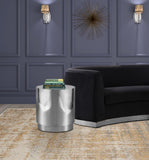 Jazzy Stainless Steel Drum End Table - Elegant Contemporary Design for Stylish Home Decor