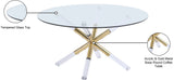 Mercury Acrylic Gold Coffee Table with Clear Tempered Glass Top - Stylish Modern Living Room Accent