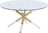Mercury Acrylic Gold Coffee Table with Clear Tempered Glass Top - Stylish Modern Living Room Accent