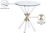 Mercury Acrylic Gold End Table with Tempered Glass Top – Chic Contemporary Accent for Living Room