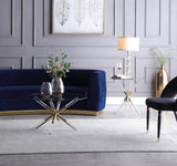 Mercury Acrylic Gold End Table with Tempered Glass Top – Chic Contemporary Accent for Living Room