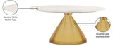 Emery Contemporary Coffee Table with Genuine White Marble Top & Brushed Gold Base for Glam Style