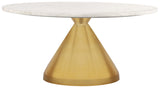 Emery Contemporary Coffee Table with Genuine White Marble Top & Brushed Gold Base for Glam Style