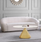 Emery Contemporary Coffee Table with Genuine White Marble Top & Brushed Gold Base for Glam Style