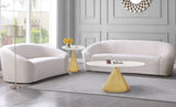 Emery Contemporary Coffee Table with Genuine White Marble Top & Brushed Gold Base for Glam Style