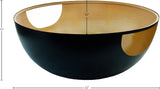 Doma Round Contemporary Metal Coffee Table with Glass Top and Brushed Gold Finish for Modern Spaces
