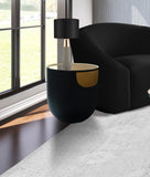 Doma Round Glass Top End Table with Brushed Metal Finish – Stylish Contemporary Design Accent Piece