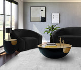 Doma Round Glass Top End Table with Brushed Metal Finish – Stylish Contemporary Design Accent Piece