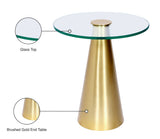 Glassimo Elegant Contemporary End Table with Glass Top and Brushed Gold Finish for Chic Spaces