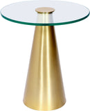 Glassimo Elegant Contemporary End Table with Glass Top and Brushed Gold Finish for Chic Spaces