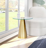 Glassimo Elegant Contemporary End Table with Glass Top and Brushed Gold Finish for Chic Spaces