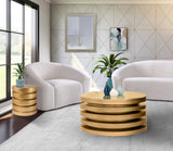 Levels Iron Brushed Gold Round End Table - Contemporary Sculptural Design for Luxe Living Spaces