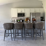 PURPLE LEAF Counter Stools Bar Stools Rattan Bar Stools Wicker Bar Chairs Woven Aluminum Barstools with Back and Cushions