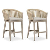 PURPLE LEAF Counter Stools Bar Stools Rattan Bar Stools Wicker Bar Chairs Woven Aluminum Barstools with Back and Cushions