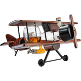 (EU ONLY) Whiskey-Dekanter-Set und Gläser, antikes Holz-Flugzeug