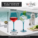 Floating Wine Glasses for Pool - Set of 2-18 OZ (Muted Blue)