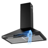 CIARRA 30 Inch Wall Mount Range Hood with Wave Gesture Control, 650 CFM Powerful Ventilation, Touch Control, LED Lighting CAB75206-N-OW